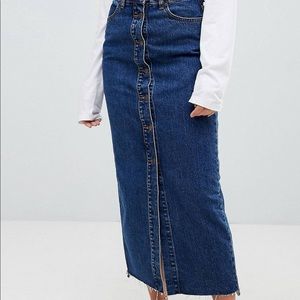Dr denim button front denim maxi skirt size L
